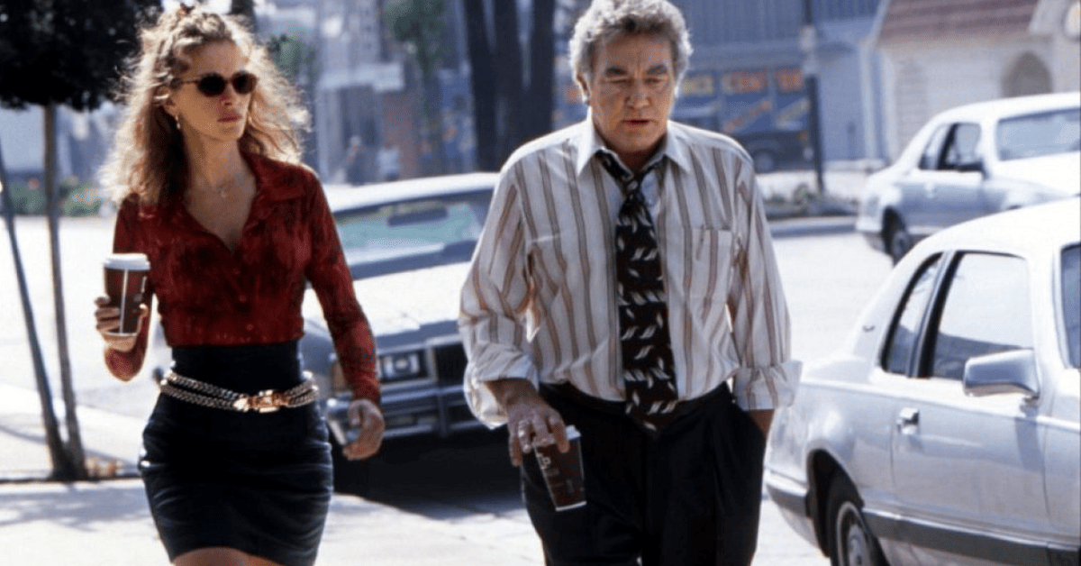 Julia Roberts interpretando el papel de Erin Brockovich.